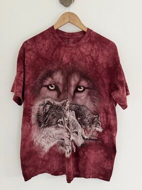 Y2K Wolf Graphic Tie Dye Tee The Mountain Naturecore Oversized